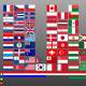 Infographic die vlaggen van de wereld weergeeft en hoe vaak een bepaalde kleur word gebruikt in totaal van al die vlaggen