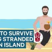 Infographic over hoe je op een onbewoond eiland moet overleven